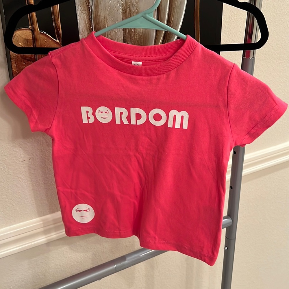 Pink and white BORDOM shirt